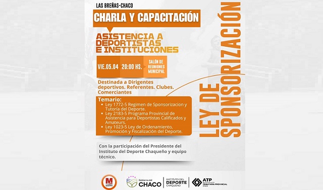 Capacitación sobre asistencia a instituciones y a deportistas en Las Breñas 