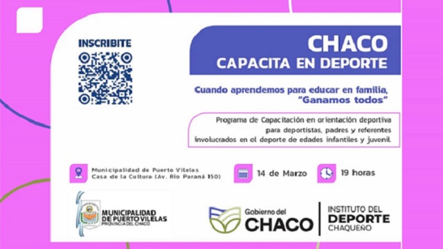 Este Viernes 14: Se realizará la jornada de “Chaco Capacita En Deportes”, en Puerto Vilelas